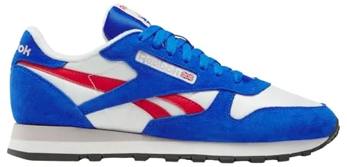 Reebok Unisex Classic Leather Sneaker - Chalk/Optimum Blue/Vector RED, 45 EU - Herren-Sneaker aus hochwertigem Leder, zeitloses Design und optimaler Komfort für den Alltag.
