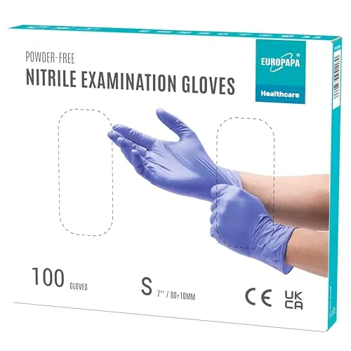 EUROPAPA® 100x Nitrilhandschuhe Lila Box Einweghandschuhe Einmalhandschuhe Untersuchungshandschuhe Nitril Handschuhe puderfrei ohne Latex unsteril latexfrei disposible gloves