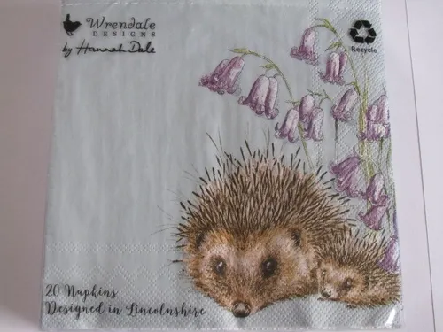 Servietten  OVP Igel mit Glockenblumen  Wrendale Napkins 20