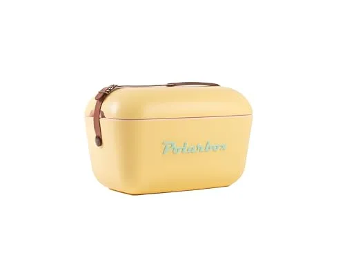 Kreher® Kühlbox Passive Kühlbox Kühltaschen Polar in Retro Vintage Design aus Kunststoff mit polystyrol (Airpop) thermische Isolierung (Classic Gelb, 20 L)