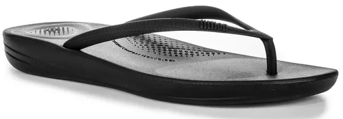 Fitflop Damen Iqushion Ergonomic Flip-flops - Schwarz All Black, 39 EU - Sandalen mit rutschfester Gummi-Sohle und ergonomischem Design für ultimativen Komfort im Frühjahr/Sommer.
