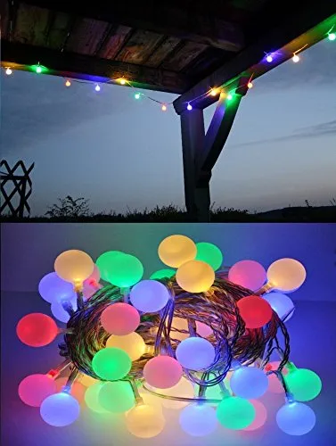 Coen Bakker LED Lichterkette Bunt oder Warmweiß Partylichterkette LEDs stabile Kugeln IP44, Farbe:Bunt, Länge:4.8 m
