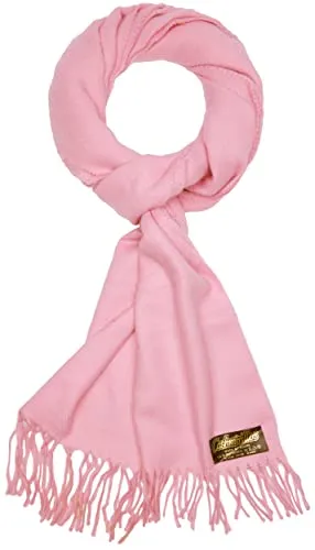 BRUBAKER Cashmirillo Schal - ca. 40 x 180 cm Lang Leicht Warm und Kuschelig - Herbst und Winter Kuschelschal - Stola Tuch mit Fransen für Damen und Herren - Rosa