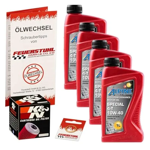 Öl & Ölfilter für Honda VF 1000 F2 Bol dOr, 1985-1987 (SC15), Ölwechsel Set, Alpine 10W-40 Motoröl + K&N RACING Filter + Dichtring(e)