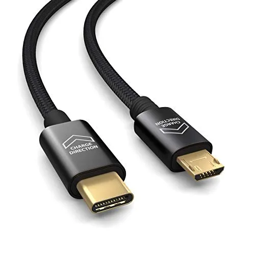 PAXO 0,3m USB C auf Micro USB Kabel, lädt Micro USB Geräte, Ladekabel, Ladeadapter, Datenkabel, USB 2.0
