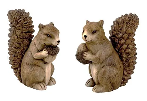 Geschenkestadl 2 Stück Eichhörnchen Figuren Nuss H 18 cm Dekofigur Garten Herbst Tierfigur Gartendeko