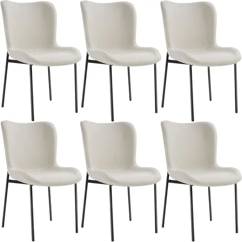 tectake® 6er Set Stuhl - Elegante Polsterstühle für Esszimmer und Küche - Esszimmerstühle im Scandi-Style mit ergonomischer Sitzfläche und Rückenlehne für höchsten Komfort. Ideal für Küche, Esszimmer oder als Schminktischstuhl.