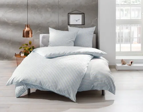 BETTWAESCHE-MIT-STIL Bettwäsche Mako Satin Bettwäsche Streifen Den Haag, Mako-Satin, 3 teilig