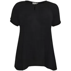 KAFFE Curve Kurzarmbluse Ami - Elegante schwarze Bluse Größe 52 - Blusen in Größe 52, aus 100% Viskose, kragenlos und viertelarm, ideal für lässige und elegante Outfits.