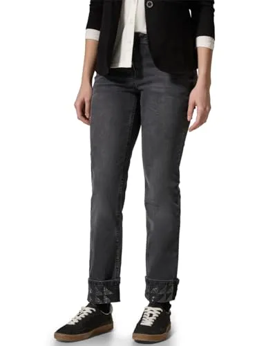 Style Scarlett Straight Black Turn Up Jeans in schwarz von CECIL