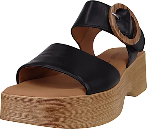 Gabor Damen Plateausandaletten 64.520 - Schwarz - Wanderschuhe mit stilvollem Design und hohem Tragekomfort. Anpassbarer Klettverschluss und rutschhemmende Plateausohle für stabilen Halt und angenehmes Gehen.