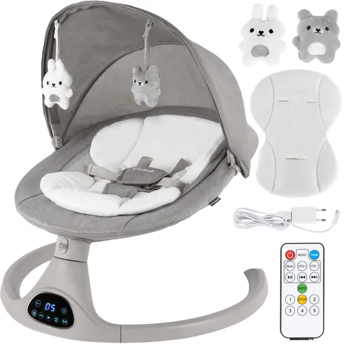 COIL Elektrische Babywippe mit Fernbedienung und 5 Schaukelgeschwindigkeiten