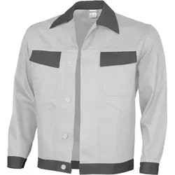 Qualitex Arbeitsjacke 'basic 2-farbig' in weiss/grau, Größe: 54 - Arbeits- & Schutzkleidung: Strapazierfähige Baumwolljacke mit hoher Farbechtheit und atmungsaktivem Gewebe, ideal für den Arbeitsalltag.