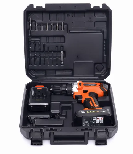 Akku-Bohrschrauber 2× 20 V 1,5 Ah Akkus 2-Gänge Schrauber mit LCD und Zubehör