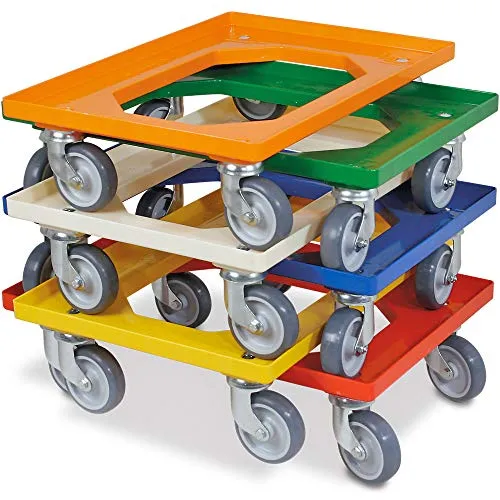 BRB Logistikroller 600x400 mm - 250 kg Tragkraft, 6 Farben - Robuster Rollwagen für Kisten 600x400 mm, Tragkraft 250 kg. Aus bruchsicherem ABS-Kunststoff mit kugelgelagerten Lenkrollen für leisen, spurlosen Lauf.