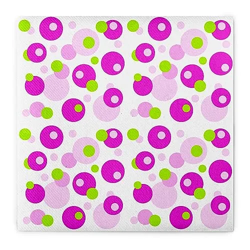 Sovie Home Serviette Bubbles in PINK-GRÜN aus Linclass Airlaid, 40x40cm (20x20cm gefaltet), 1/4 Falz, 12 Stück, Retrodesign Bunte Kreise, saugstark & stoffähnlich - Ideal für Partys