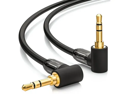 deleyCON deleyCON 1m HQ Klinken Kabel 2x 90° Grad gewinkelt - 2x 3,5mm Klinken Audio-Kabel