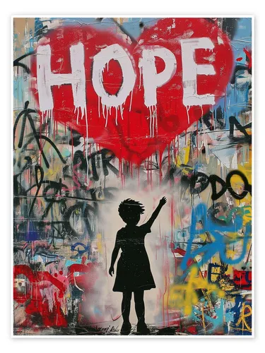 Posterlounge Wandbild Hope - Banksy Style, Frank Daske, erhältlich als Poster, Leinwandbild, Wandsticker oder Acrylglasbild
