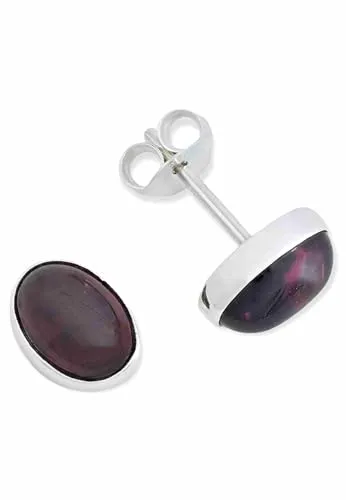 Ohrstecker 925 Silber Granat roter Stein Edelstein Ohrringe echt Silber Damen Sterling Silber Stecker Geschenk(MOS-040-02)