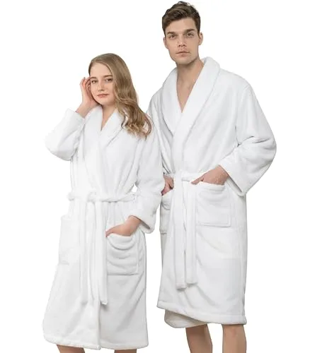 Hammetex Unisex Bademantel – Ultraweicher Kuschelfleece für Paare - Bademantel für Damen und Herren aus weichem Kuschelfleece, perfekt für entspannte Stunden zu Hause. Mit praktischen Taschen und OEKO-TEX zertifiziert für höchsten Komfort.