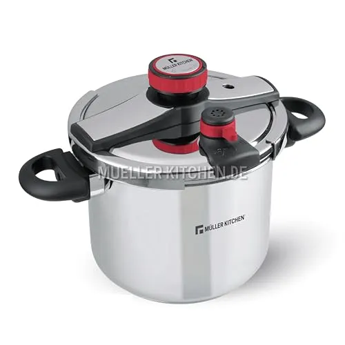 Muller Kitchen Schnellkochtopf (Edelstahl, Induktionsboden, Druckanzeige) (6 l)