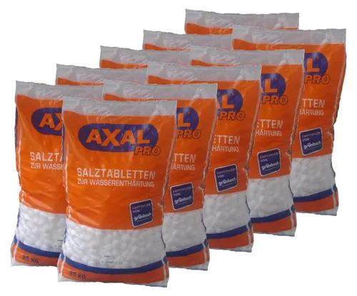 AXAL PRO 10x25kg Regeneriersalz Salztabletten für Wasserenthärter - AXAL® PRO Salztabletten für Wasserenthärtungsanlagen. Hohe Reinheit und keine Verklumpung, ideal zur Unterstützung der Pflege von Ionenaustauschern. Effizient und zuverlässig im Einsatz.