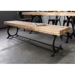 Bank Altholz 200x40x45 lackiert INDUSTRIAL #32 - Rustikale Sitzbank mit elegantem Altholz-Eisen-Mix. Stabilität durch besondere Füße sorgt für Langlebigkeit. Perfekt kombinierbar mit anderen Möbeln der INDUSTRIAL Serie.