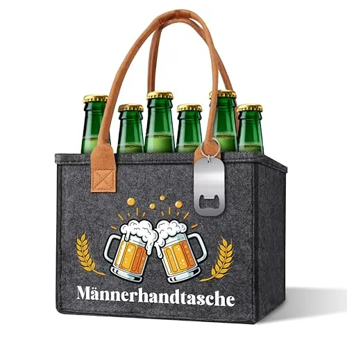 Männerhandtasche Bier Geschenke für Männer mit Flaschenöffner und Grußkarte,Weihnachtsgeschenke für Männer Ruhestand Geschenk Mann Bier Geschenkbeutel (Männerhandtasche)