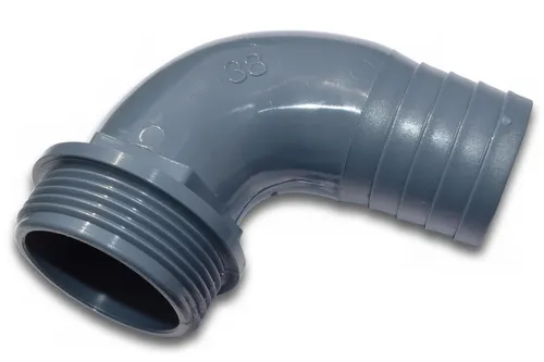 Pool Winkel Pumpenanschluss Schlauch Schlauchtülle Ø 38 mm mit 1 ½ Zoll Gewinde
