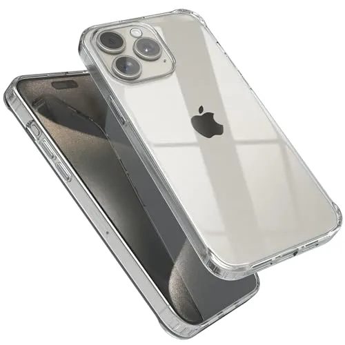 EAZY CASE Premium Crystal TPU Hülle kompatibel mit iPhone 15 Pro Max Silikon mit Kameraschutz, Slimcover, Handyhülle, Silikonhülle, Backcover, Durchsichtig, Klar/Transparent