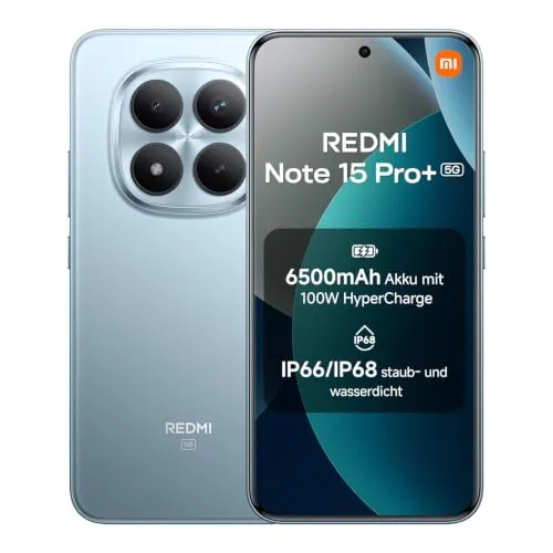 XIAOMI Redmi Note 15 Pro+ 5G Smartphone (12+512 GB) – 6500-mAh-Akku, IP66/IP68 Staub- und Wasserschutz, Neue 200-MP-Kamera, 6,83