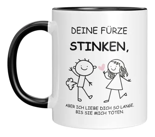 TASSENTICKER Tasse Mit Spruch Deine Fürze Stinken - Bestes Kaffeetassen Für Ihn lustige geschenke für männer - Furzen Büro Becher Geschenk - Spülmaschinenfeste Kaffeebecher - Weiß/Schwarz MUG2123