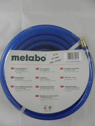 Metabo Druckluftschlauch mit Gewebeeinlage 10m 9mm  / 20 bar Druckluft-schlauch
