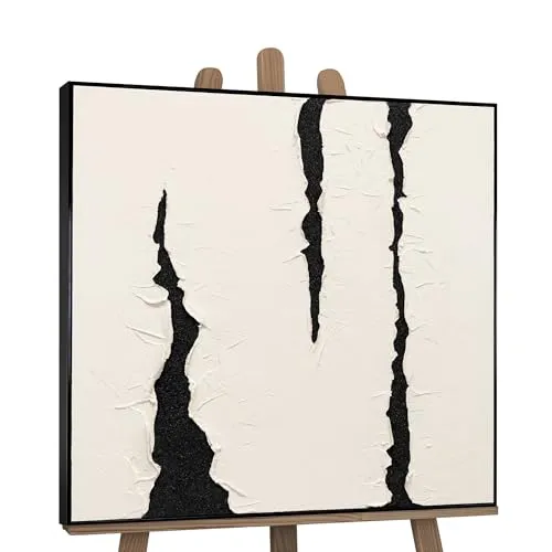 YS-Art Abstrakt Acryl Gemälde auf Leinwand mit Rahmen Erfahrung handgemalte Wandbilder Wohnzimmer minimalistisch modern Wohndekor Bilder echte Kunst 100x100 cm