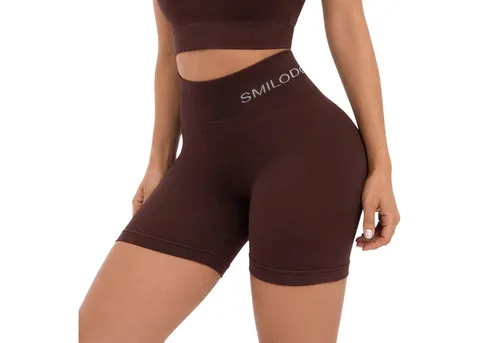 Smilodox Shorts Azura, Seamless Booty Scrunch Radlerhose mit Schriftzug Yoga & Gym Push Up High Waist Hotpants Blickdicht Shaped Fit Fitness Alltag