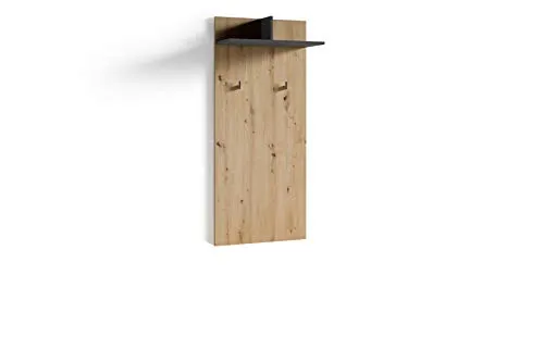Wandpaneel Ben, braun, Holzwerkstoff - Garderobe mit unempfindlicher Oberfläche, moderne Hutablage und gradlinigem Design – ideal für einen stilvollen Eingangsbereich.