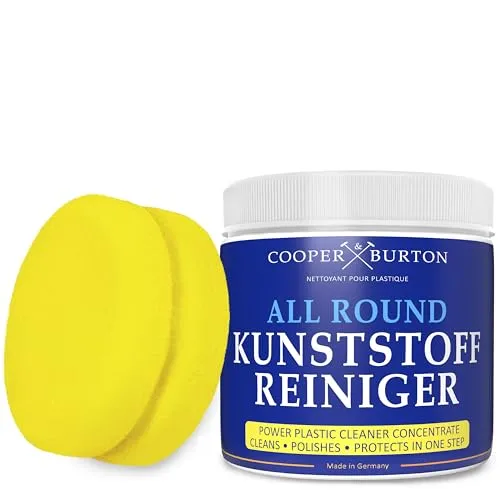 Nachhaltiges Kunststoff Intensiv Reiniger Konzentrat 0,5 kg | Reinigungsmittel für strahlende Sauberkeit | Entfernt mühelos Schmutz & Flecken von COOPER & BURTON - inkl. Handschwamm