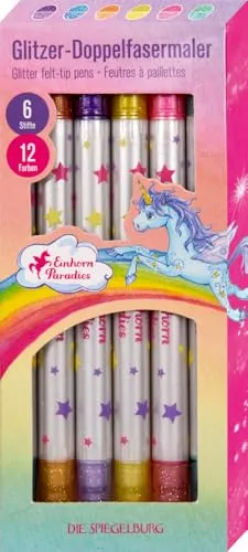 Die Spiegelburg - Glitzer-Doppelfasermaler - Einhorn-Paradies