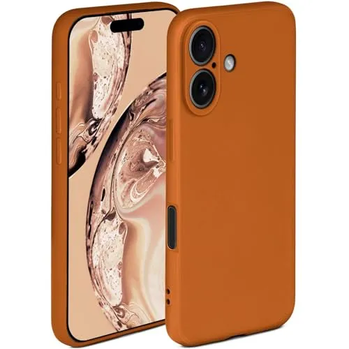 ONEFLOW Soft Case für iPhone 17 Hülle aus Silikon mit Kameraschutz, Silikonhülle mit erhöhtem Schutz fürs Display, Backcover Schutzhülle, weiche Handyhülle, Braun
