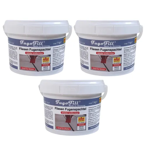 3x Fliesen Fugenmasse Fugenmörtel Grau 1kg - Hochwertiger Fugenmörtel in Grau, ideal für Fliesenarbeiten. Deckt bis zu 10 m² ab und sorgt für eine langlebige Verbindung. Perfekt für professionelle und DIY-Projekte.