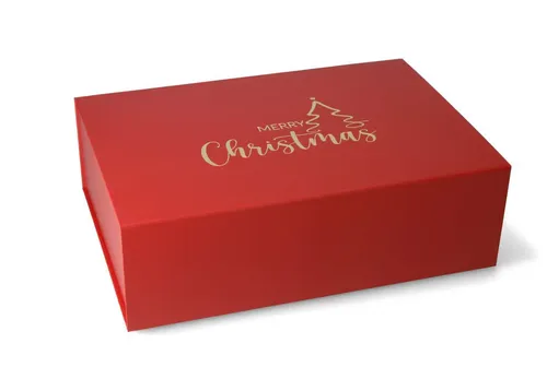 ideas in Boxes Geschenkbox für Weihnachten, Premium Geschenkkarton mit Deckel, 33x22x10 cm mit Magnetverschluss, Wiederverwendbar - Merry Christmas