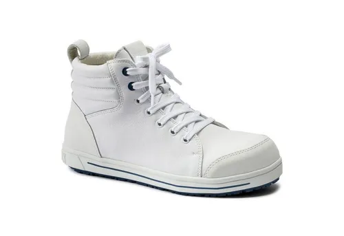 Birkenstock Sicherheitsschnürschuh Knöchelhoch S3 Weiss QS 700 - Herren Industrie & Handwerk Schuhe mit kratzfester Stahlkappe, durchtrittsicherer Sohle und wasserdichter Außensohle für optimalen Schutz und Komfort bei der Arbeit.