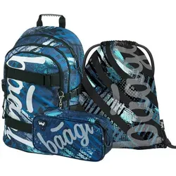 Baagl Skate Struktury 3-teiliges Schulrucksack-Set