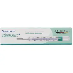 Geratherm classic+ Glasthermometer mit Aufbewahrungshülle - Fieberthermometer mit Aufbewahrungshülle für hygienische Aufbewahrung, präzise Messung und ideal für den Einsatz zu Hause.