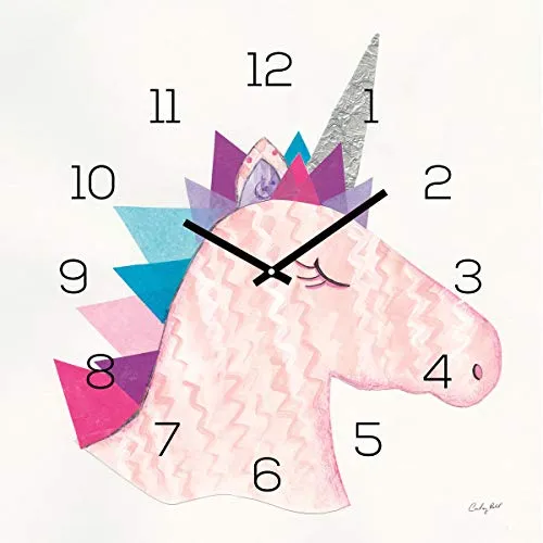 Levandeo® Wanduhr Unicorn 30x30cm - Wanduhr aus hochwertigem Sicherheitsglas mit einzigartigem Einhorn-Motiv. Ideal für Küche oder Esszimmer, sorgt für einen leuchtenden Glanzeffekt.
