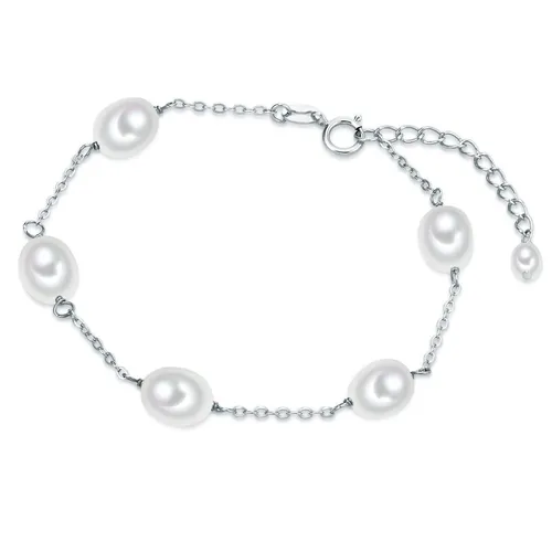 Valero Pearls Perlenarmband aus Süßwasser-Zuchtperlen - Elegantes Perlenarmband für Damen, kombiniert mit modernem Silberglanz und einem praktischen Verlängerungsstück für perfekten Sitz.
