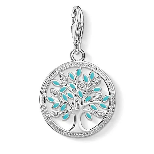 Thomas Sabo Damen Charm-Anhänger Tree of Love Türkis 925 Sterling Silber - Eleganter Charm-Anhänger aus 925er Sterlingsilber, ideal für individuelles Schmuckdesign und perfekt als Geschenk für besondere Anlässe.