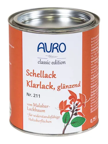 AURO Schellack-Klarlack glänzend Nr. 211 - 0,75 L (73,20 EUR/l)