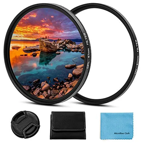 67mm Filter Kit, Fotover 67mm UV CPL Filter Set Universal UV Schutzfilter Zirkular Polarisationsfilter mit Mitte Pinch Objektivdeckel für Canon Nikon Sony Pentax Olympus Fuji Kamera
