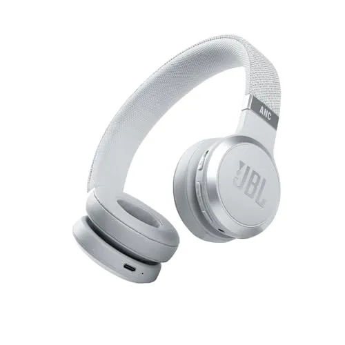 JBL Live 460 NC - Kabelloser On-Ear Bluetooth-Kopfhörer in Weiß, mit Noise-Cancelling und bis zu 50 Stunden Musikgenuss